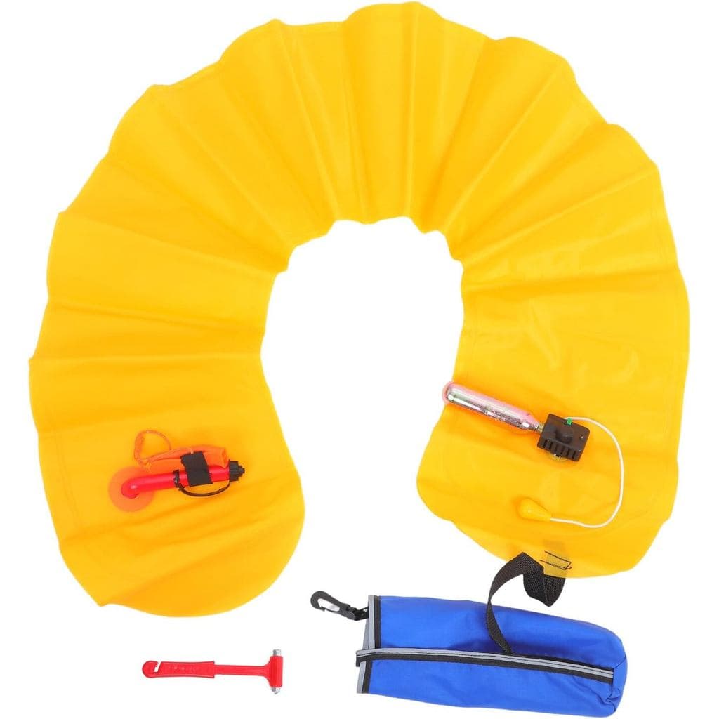 Conjunto de bóias salva-vidas infláveis Luxshiny de 3 peças, equipado com uma corda de resgate flutuante e um martelo de
