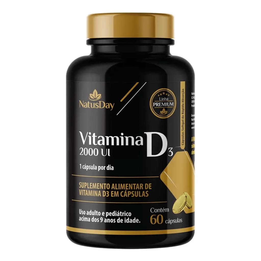 2000ui Vitamina D3 Natus Day Suplemento Alimentar 60 Cápsulas