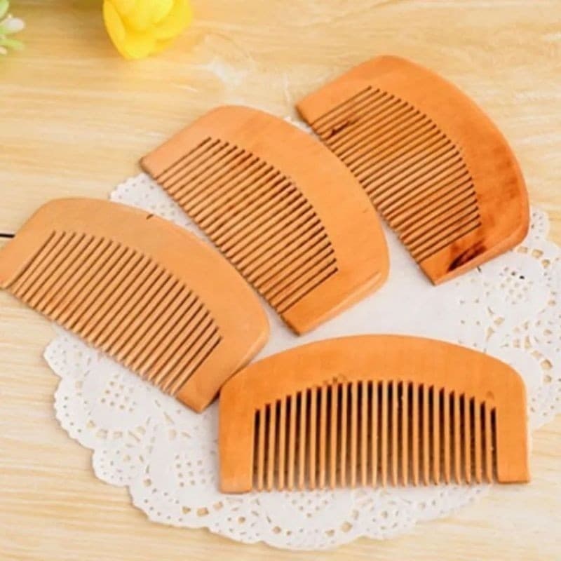 kit 2 Pente de madeira para barba e  bigode artesanal Anti Frizz