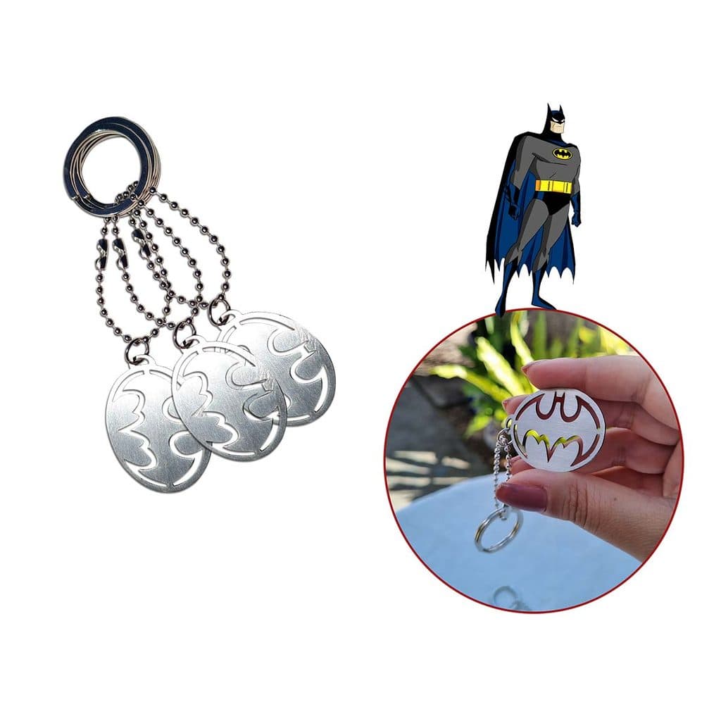 Kit Com 5 Chaveiro Batman Logo Morcego Aço Inox Premium Marvel DC Lembrança