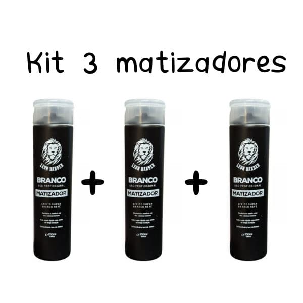 Kit Com 3 Matizadores Branco Leon Barber 250ml
