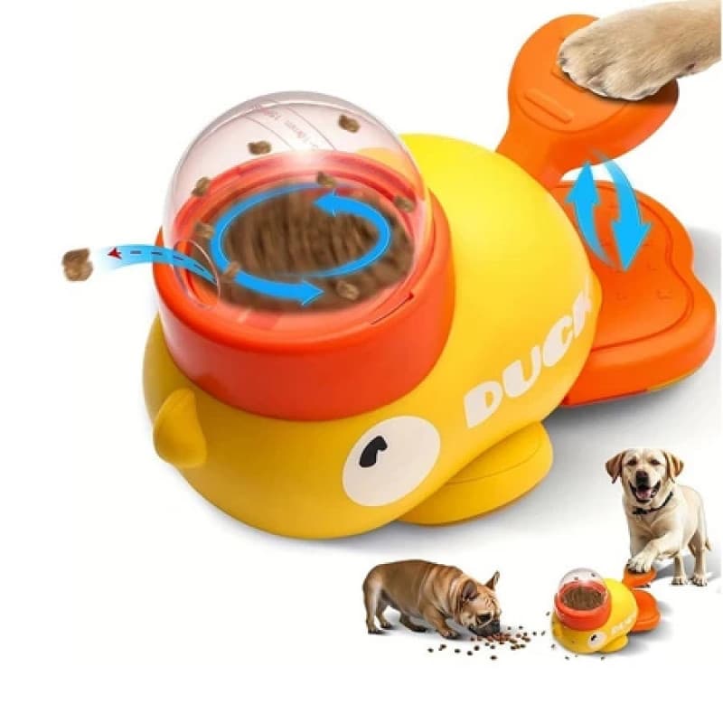 Alimentador Automático Interativo para Pets em Formato de Pato – Para Cães e Gatos, Ideal para Treinamento e Entretenime