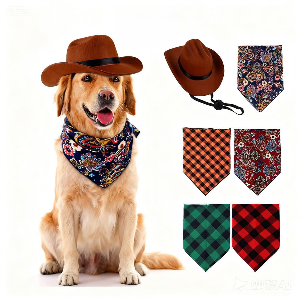 Conjunto de Chapéu para Animais de Estimação, Cachecol Triangular Retrô, Acessórios para Animais de Estimação, Chapéu de