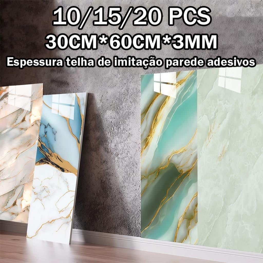 Kit 10/15/20 Placas Adesivas 3d Mármore De Parede Relevo Lavável 30cmx60cmx3mm