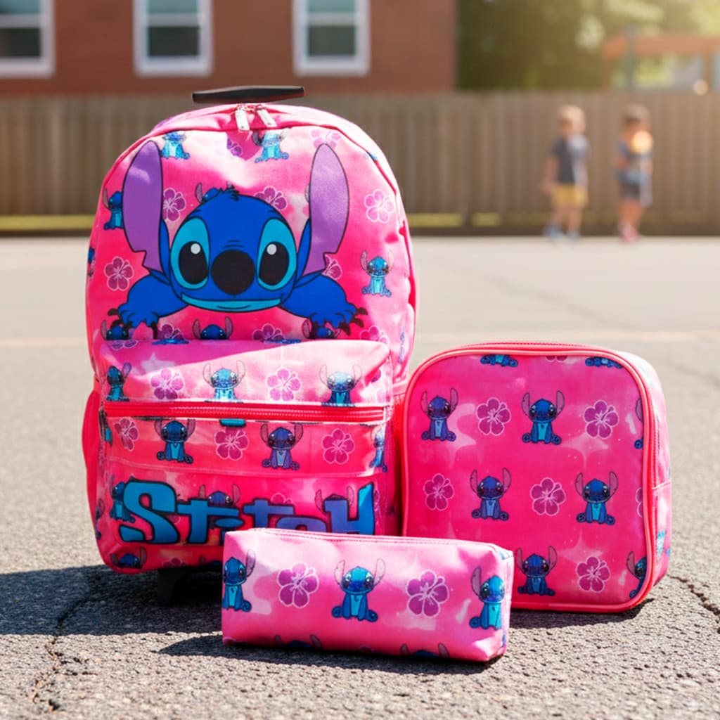 Kit Infantil Mochila Rodinha Estojo Lancheira 3D Grande