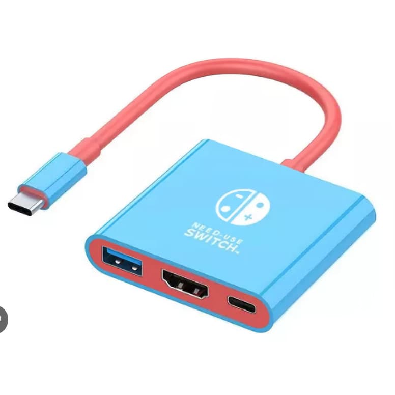 Mini Dock Station Portátil Hub Tipo C 3 em 1 Adaptador HDMI 4K USB 3.0 Compatível com Nintendo Switch OLED e Celulares
