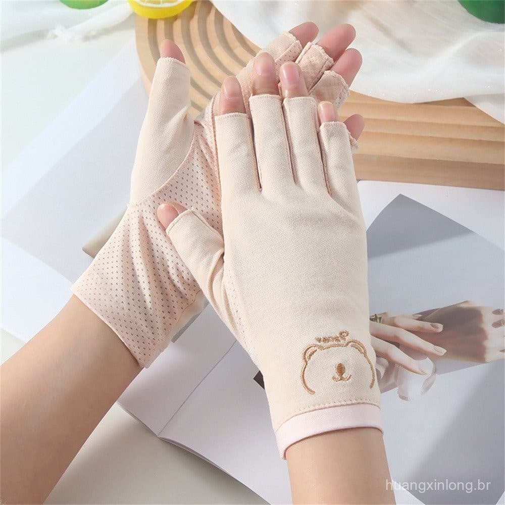 Luvas de Proteção Solar para Exterior Luvas Finas de Verão para Ciclismo Antiderrapantes Anti-UV Armadura de Arte de Unh