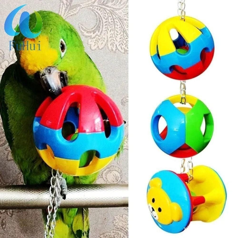 FUHUI Papagaio Mastigar Brinquedo , Contas Coloridas Sinos Bola Brinquedos , Com Corrente Plástico Bonito Pássaros Inter