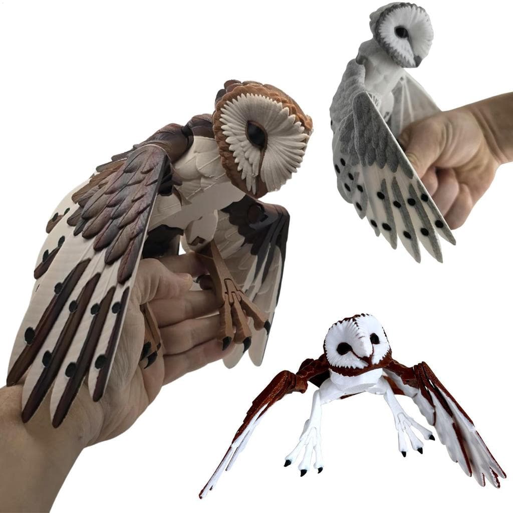 Coruja De Celeiro Figura Articulada Estatuetas Articuladas Ornamento De Articulação Móvel 3d Impresso Pássaro Para Anive