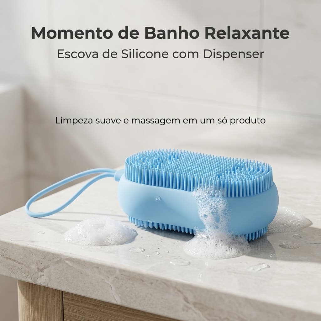 Esponja Bucha De Silicone Com Porta Sabão Escova Para Banho