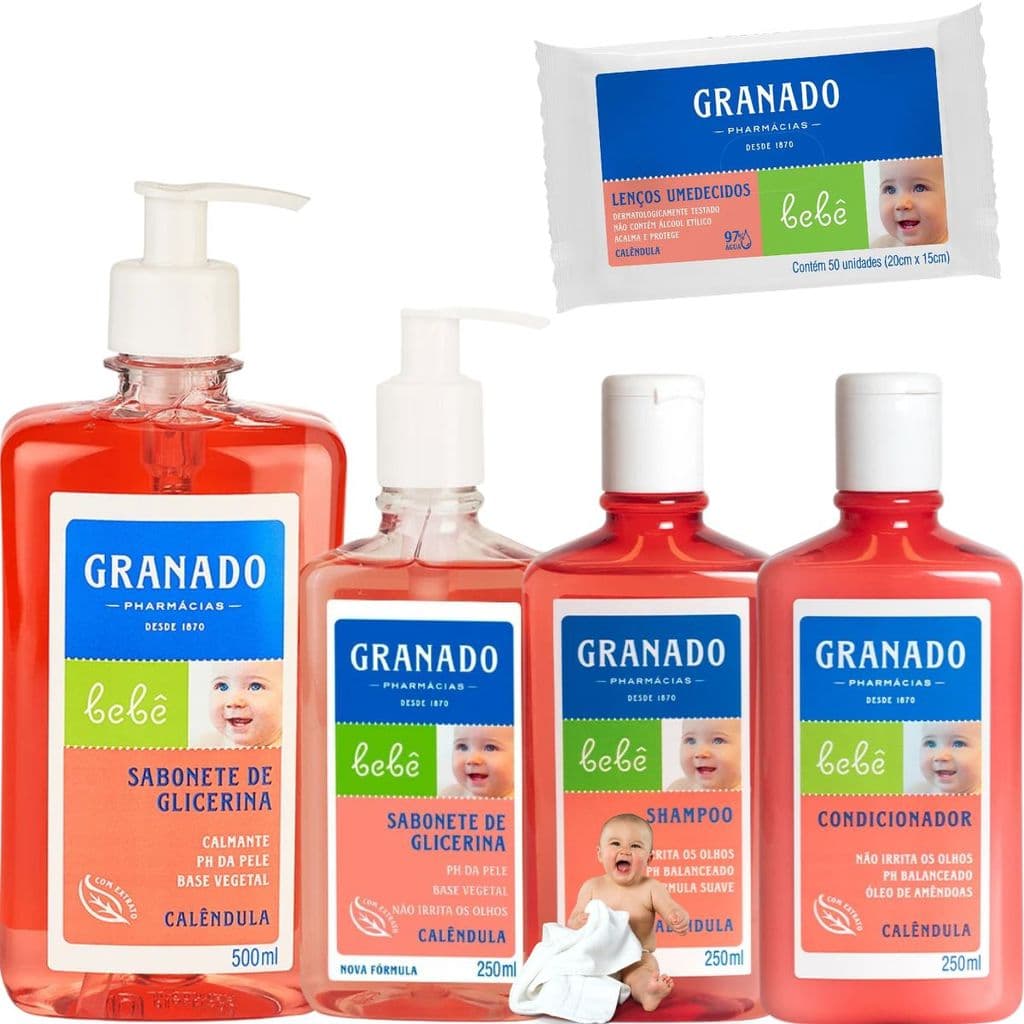 Kit Granado Calêndula Sabonete Glicerina Condicionador Lenç0
