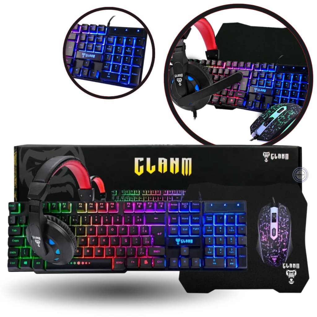 Kit Gamer Nightmare Cj01 Clanm Teclado Mouse Fone Mousepad Preto
