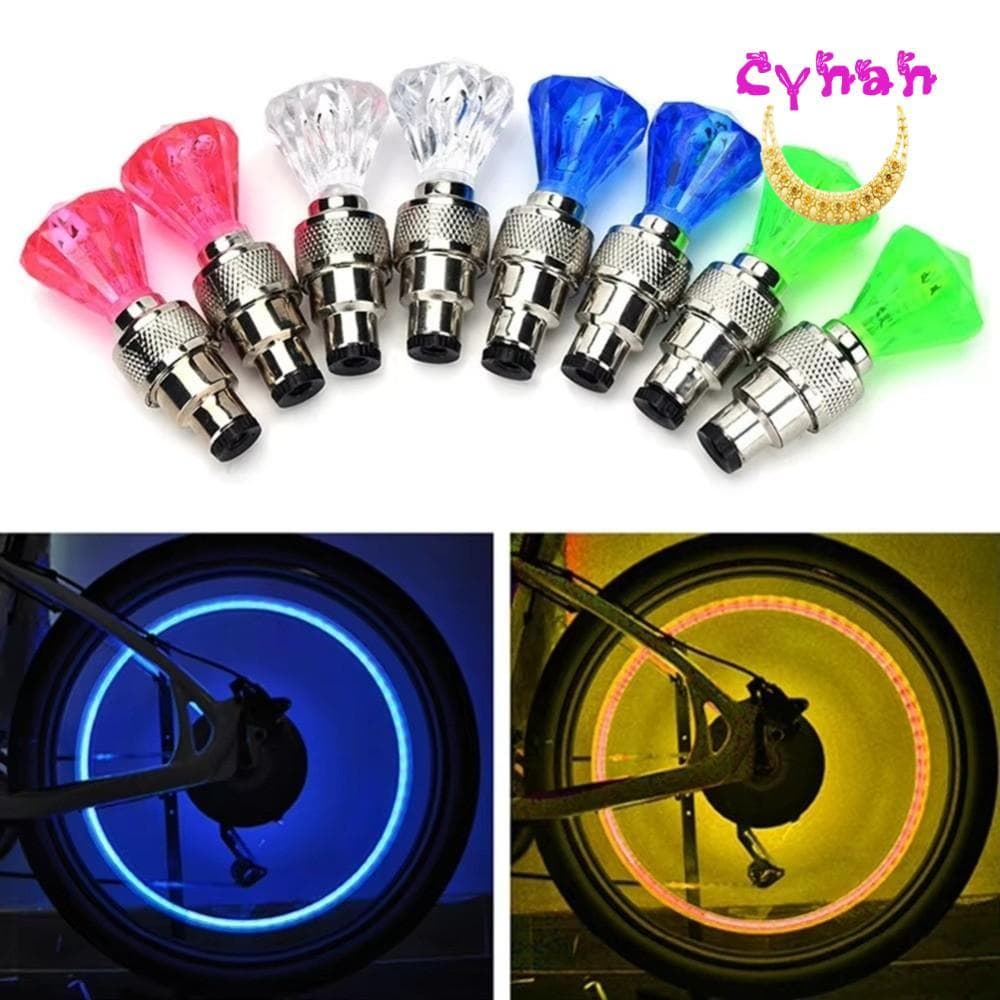 CYNAN 2 Pcs LED Luz De Roda De Bicicleta , Flash À Prova D'água Luzes De Tampa De Válvula De Pneu , Lâmpada De Néon Poli