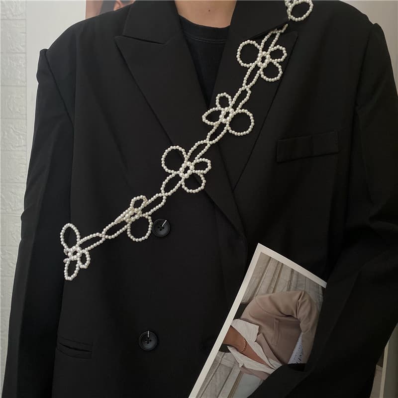 Corrente de cintura pérola All-Match versão coreana feminina ins com camisa terno decoração vestido alça Diagonal doce a