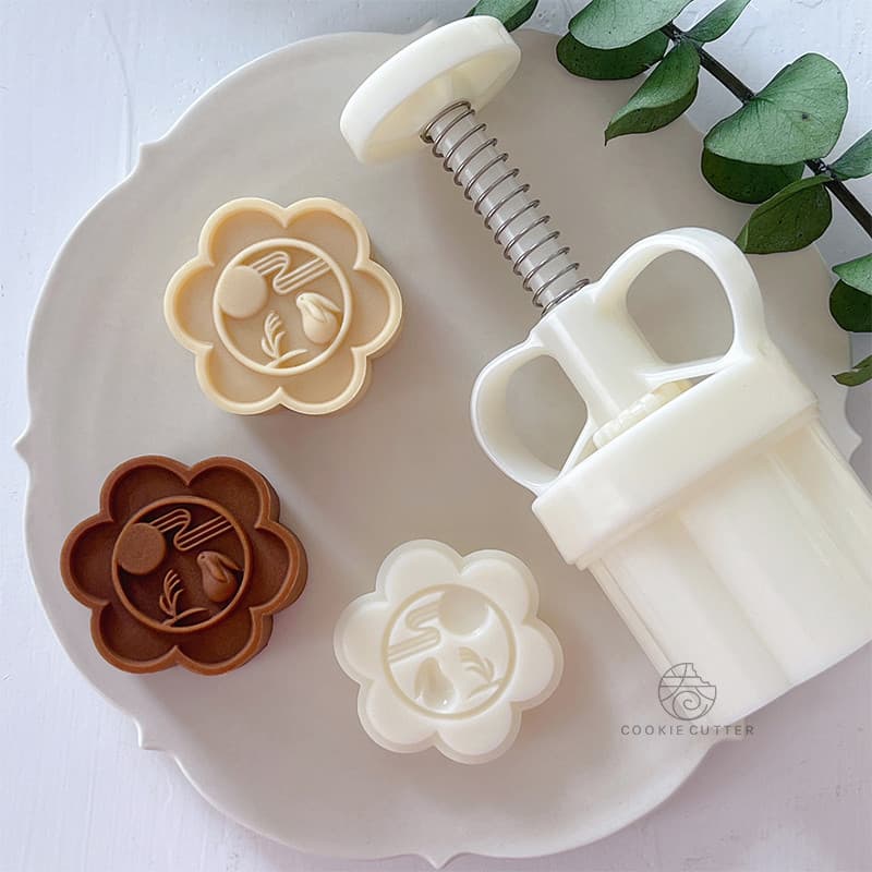 50g63g Mid-Autumn Festival dos desenhos animados coelho Mooncake molde chinês lua cheia Jade coelho Hexagonal flor Mung