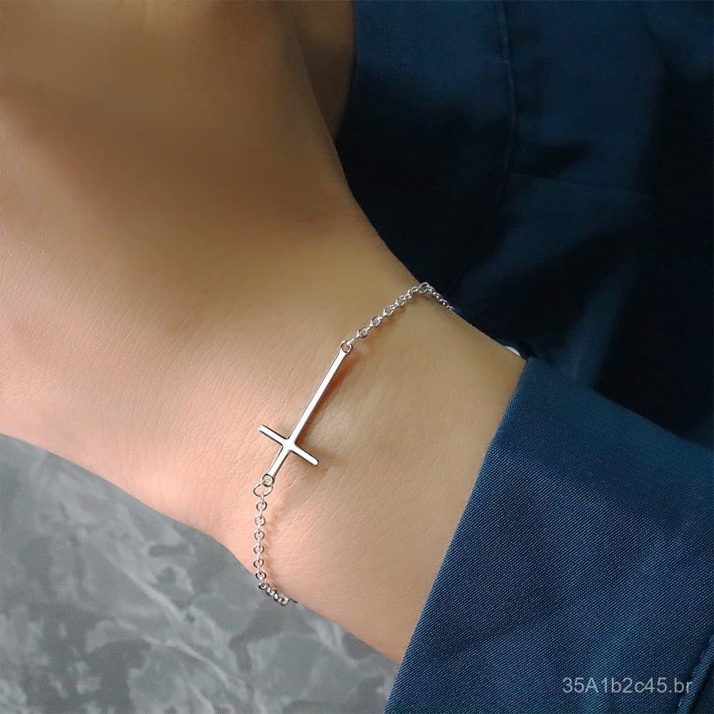 Pulseira de Cruz Minimalista Gumao Ning para Mulheres, Presente de Natal, Joia Geométrica de Moda Coreana, Estilo Elegan