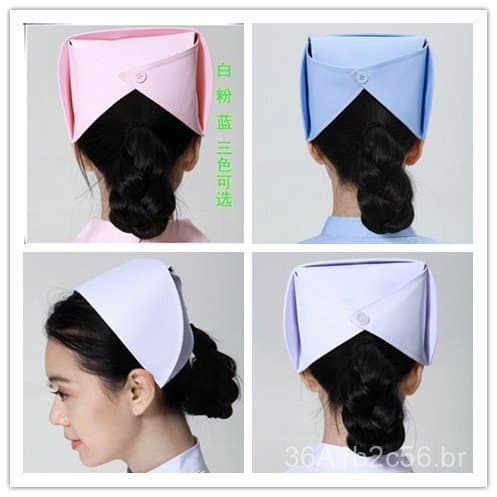 Touca de enfermagem branca, rosa, azul, calças de enfermagem, uniforme de enfermagem, uniforme de médico, chapéu de jale