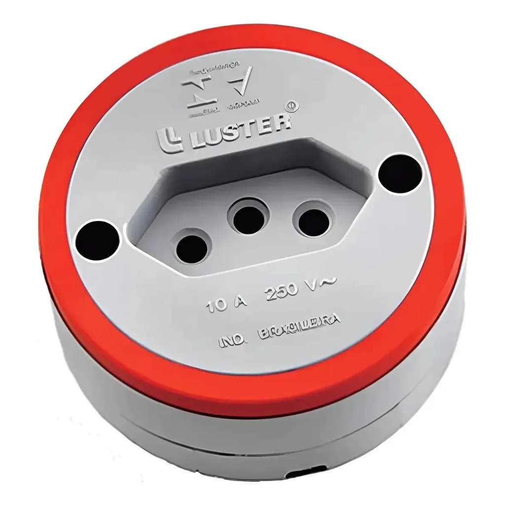 2 Tomadas Redonda Luster Externa Sobrepor 10a 250v 3 Pinos