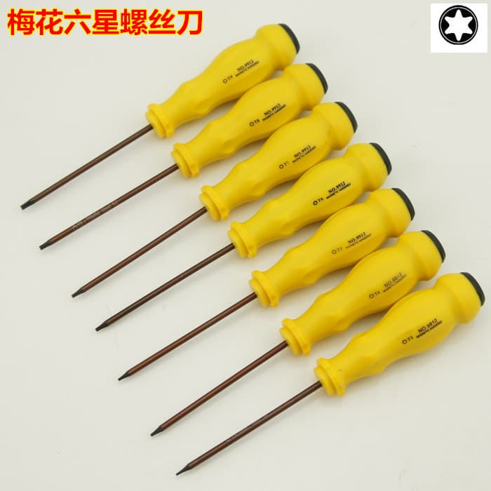 Penggggong S2 Material Chave de fenda em forma de Torx Chave de fenda de seis estrelas Chave de fenda 9912 T3T4T5T6