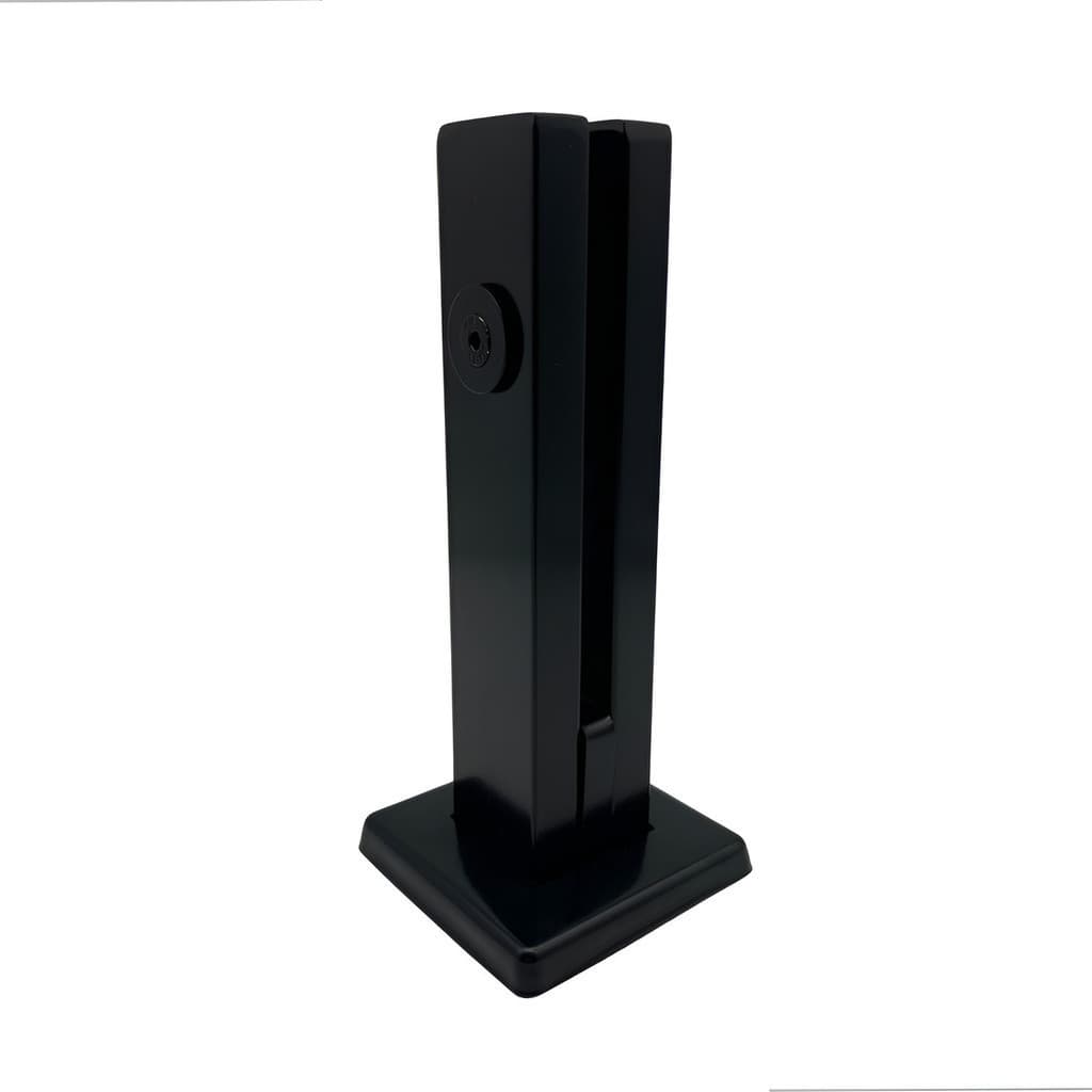 Torre Coluna Inox 304 20cm 1 Furo Guarda Corpo Preto Vidro