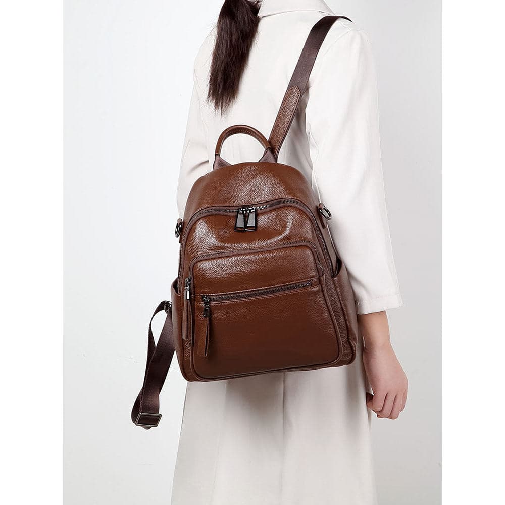 Mochila de couro genuíno feminina 2026 novo estilo primeira camada de couro trabalho Commuter mochila grande capacidade