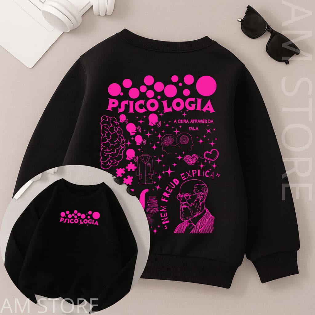 moletom blusa de frio gola careca estampada curso faculdade profissão psicologia