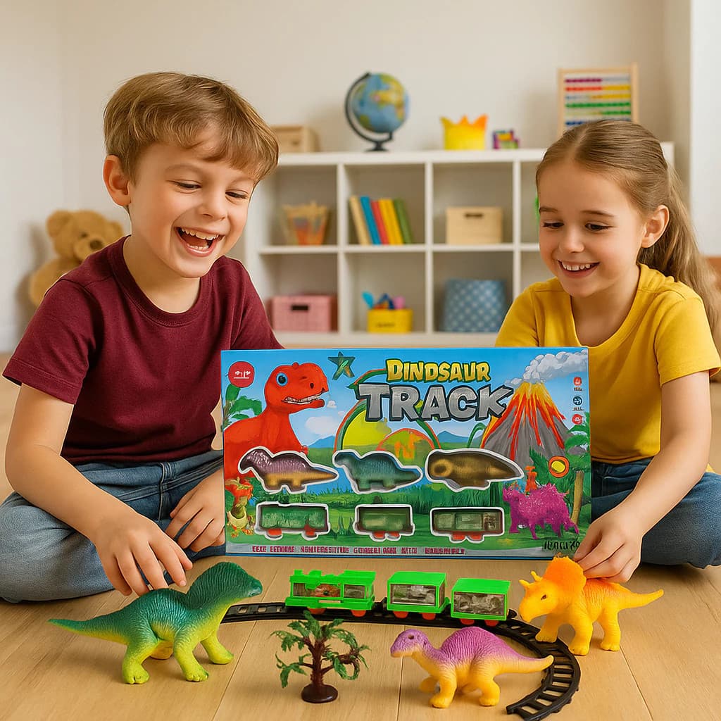 Trem Eletrico Trilho Dinossauro Pista Interativa Metro Infantil Menino Animal