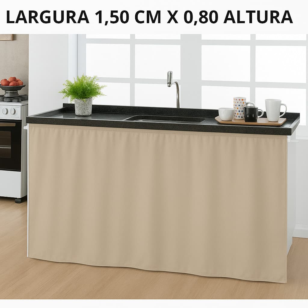 CORTINA DE PIA E BALCÃO PARA COZINHA – TECIDO OXFORD 1,50 x 0,80CM