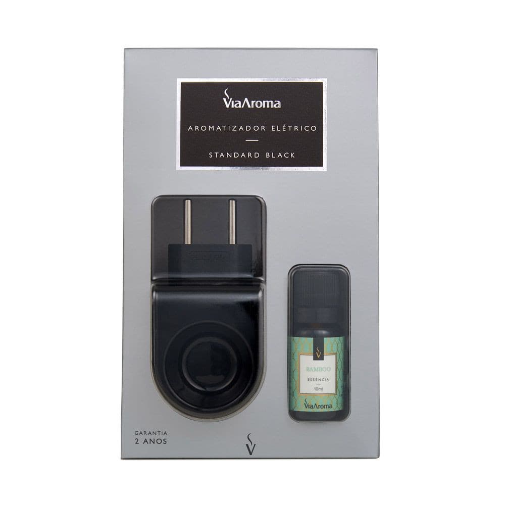 Aromatizador Elétrico Standard Black Via Aroma + Essência 10ml