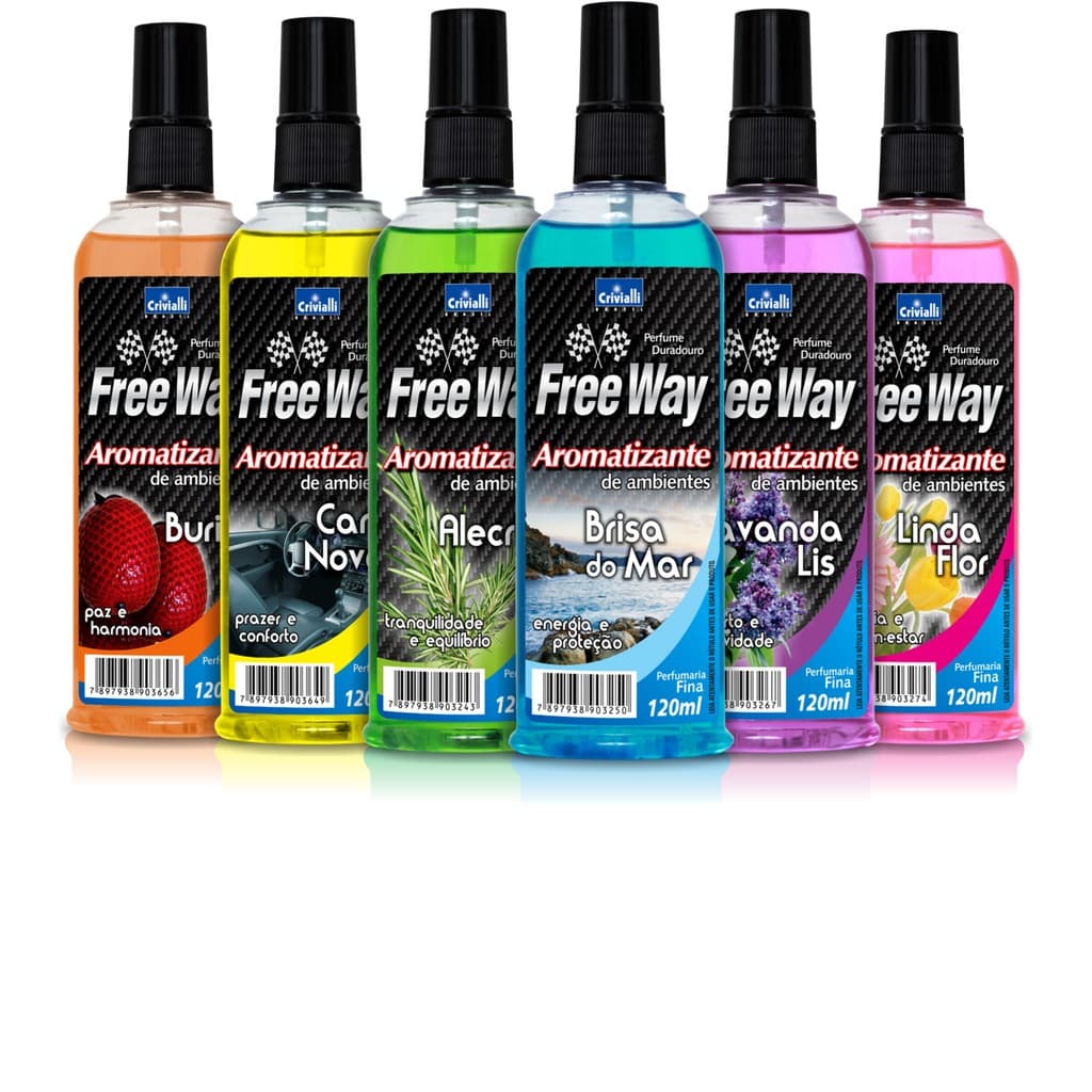 Aromatizante Spray Automotivo Free Way 120ml | Perfume de Carro Spray Rápido (Várias Fragrâncias)