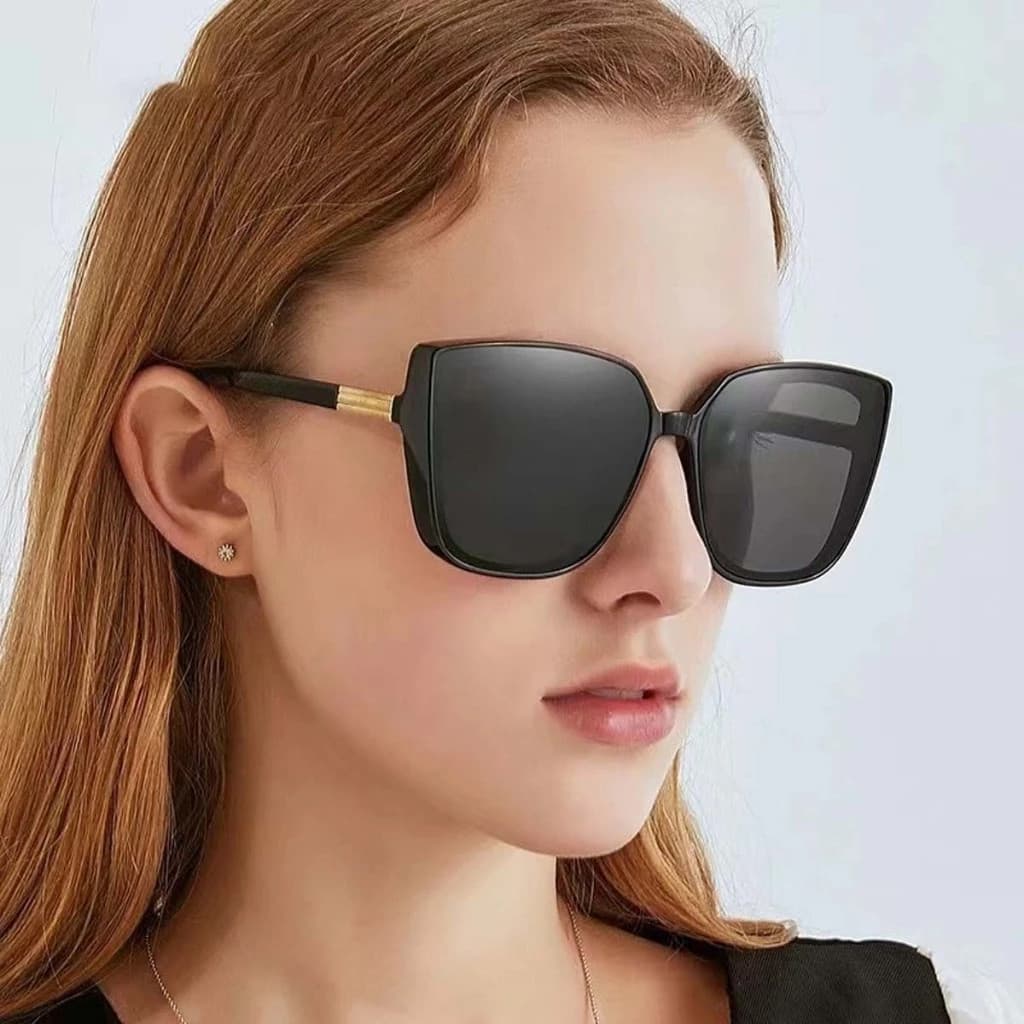 Óculos de sol femininos UV400, armação quadrada grande, estilo retrô moderno, Design vermelho líquido.