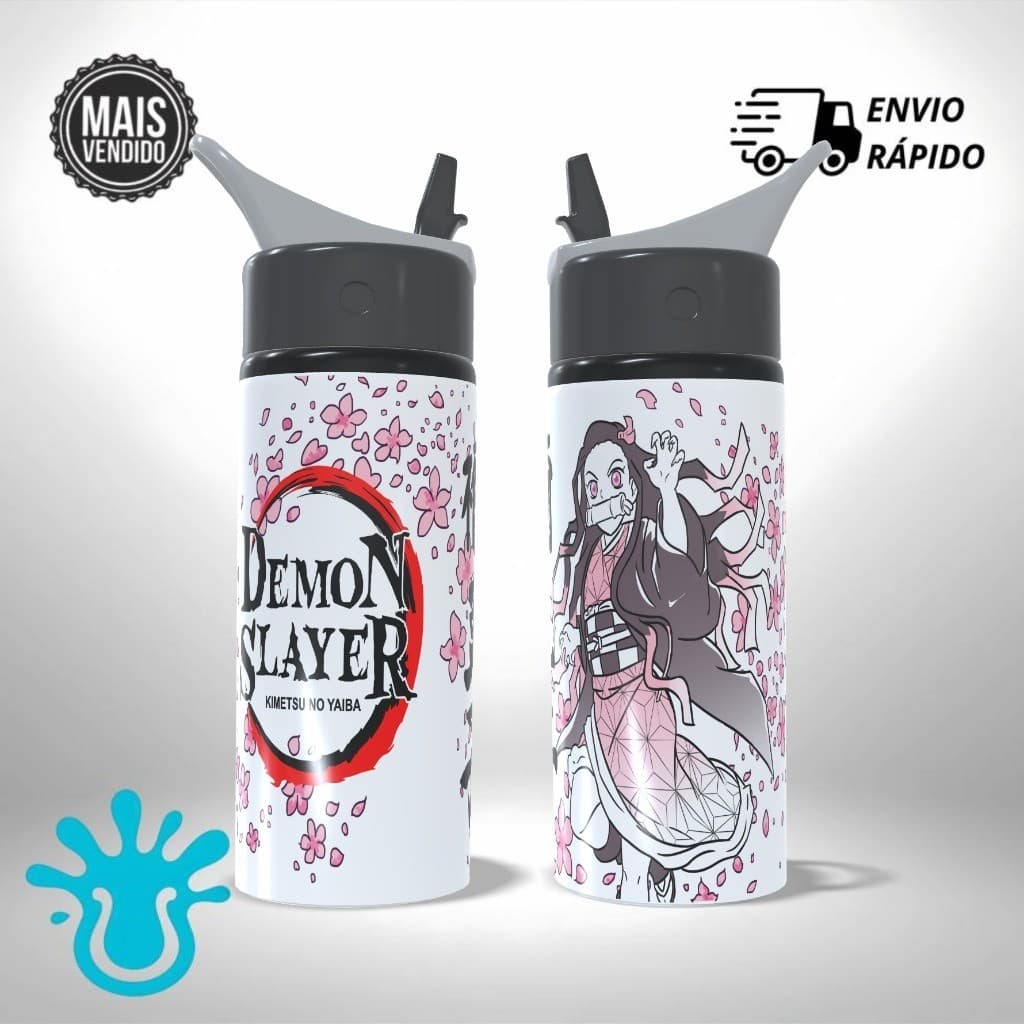 Garrafa Squeeze Kimetsu Demon Slayer Coleção Exclusiva Nezuko Alumínio Infantil Escolar