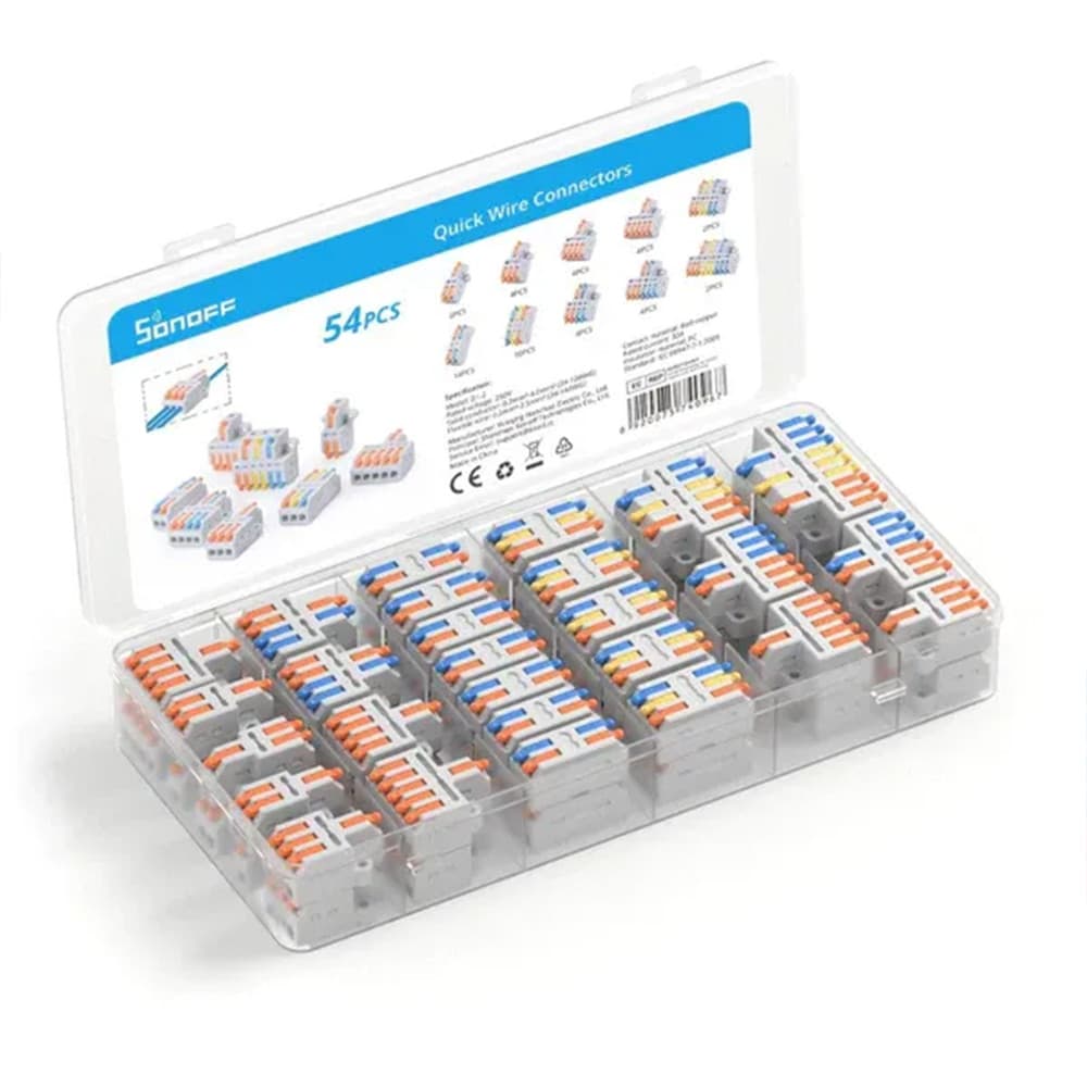 Conector Vias Fios Sonoff D1-2 Tipo Alavanca  54 Peças