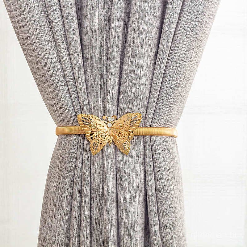 Cortina Dourada Prata Tieback Borboleta Deixa Elasticidade Suporte Fivela Sala De Estar Acessórios De Decoração De Casa