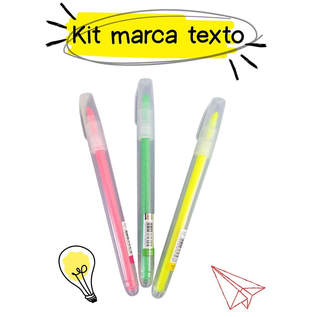 03 Marca Texto marcador marca textos fluorescente destaca texto material escolar escritório papelaria