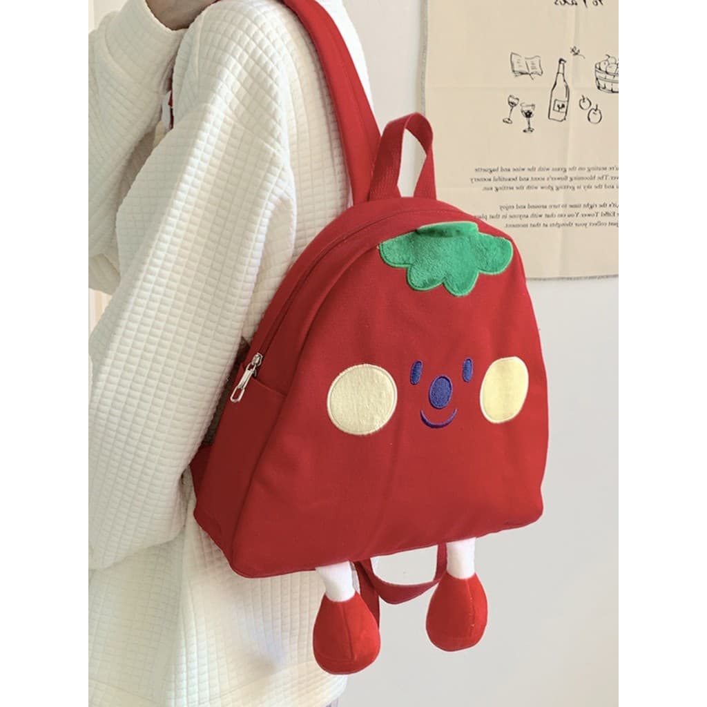 Bonito dos desenhos animados tomate lona saco feminino 2023 novo estilo na moda japonês chique macio menina estudante mo