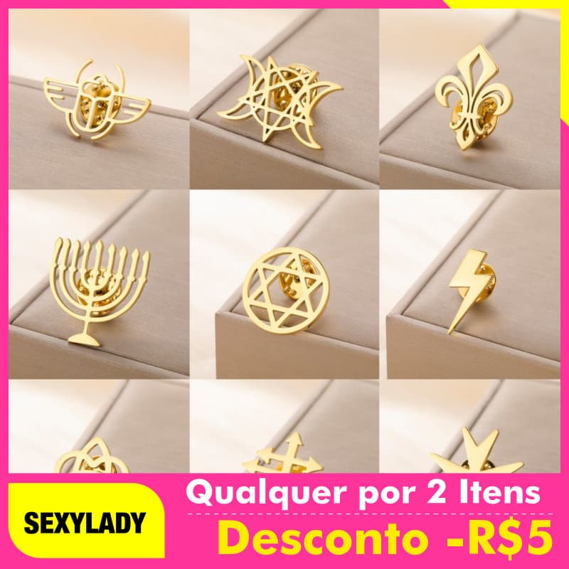 Broche de Castiçal com Nó Irlandês e Hexagrama para Homens e Mulheres, Acessório Vintage de Aço Inoxidável para Camisa e