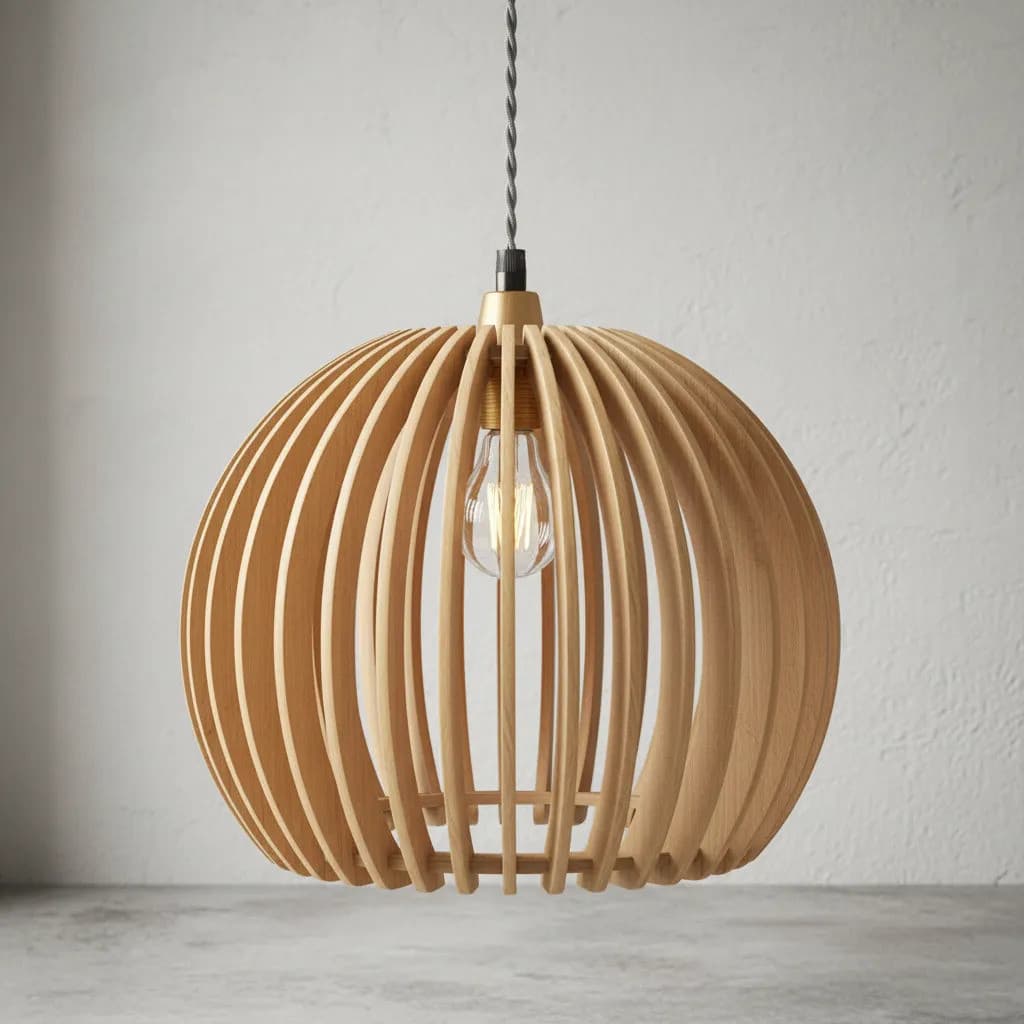 Luminária Pendente Diamantina MDF E27 Bivolt Moderna Lustre Decoração Sala Cozinha Quarto Design Elegante
