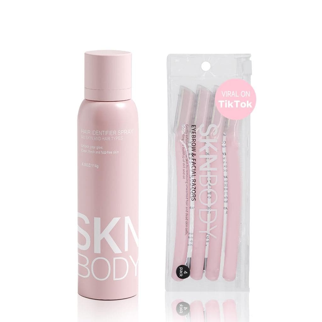 Spray Identificador de Pelos SKNBODY para Depilação Facial e Ferramenta de Dermaplaning com 4 Lâminas, Spray de Dermapla