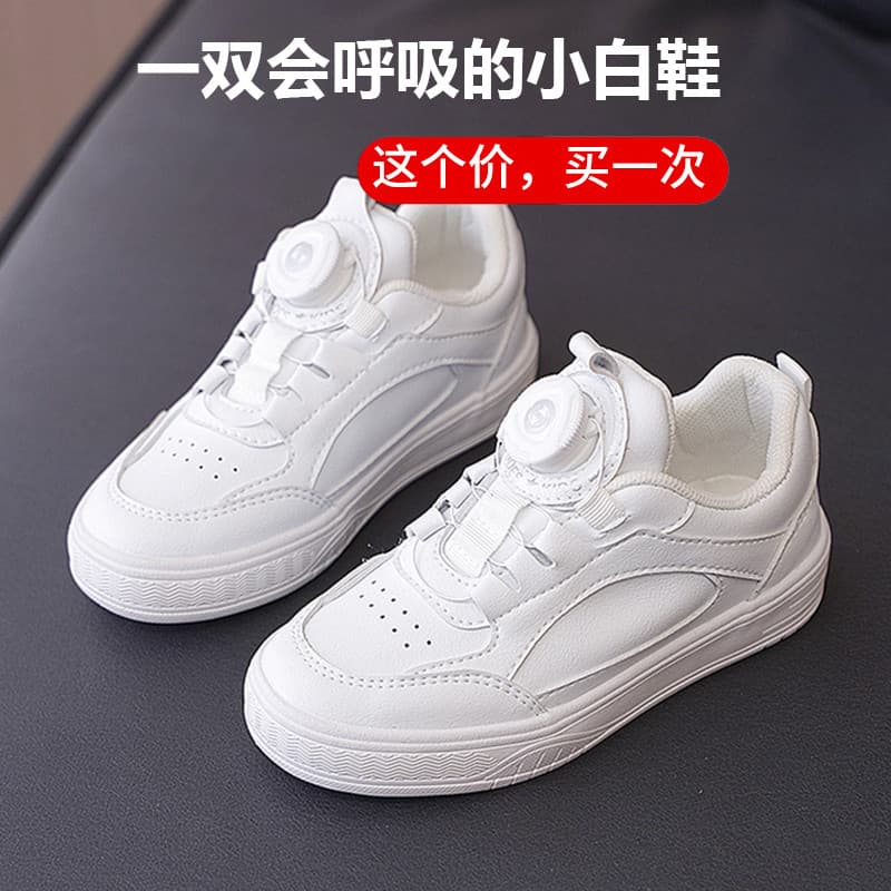 Crianças sapatos brancos meninas tênis 2025 primavera novo estilo botão meninos sapatos esportivos respirável bebê sapat
