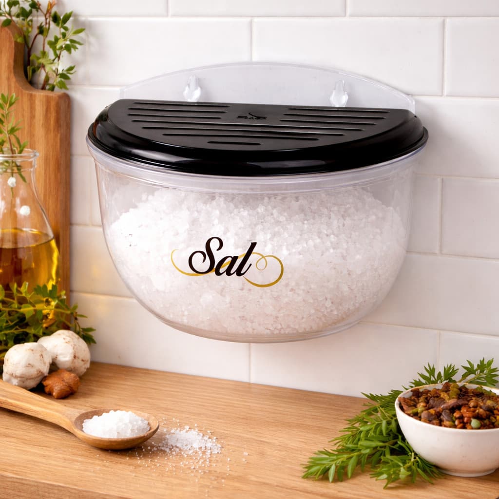 Saleiro de Cozinha 1kg Nitron com Tampa Prático e Ideal para Armazenar Sal com Segurança