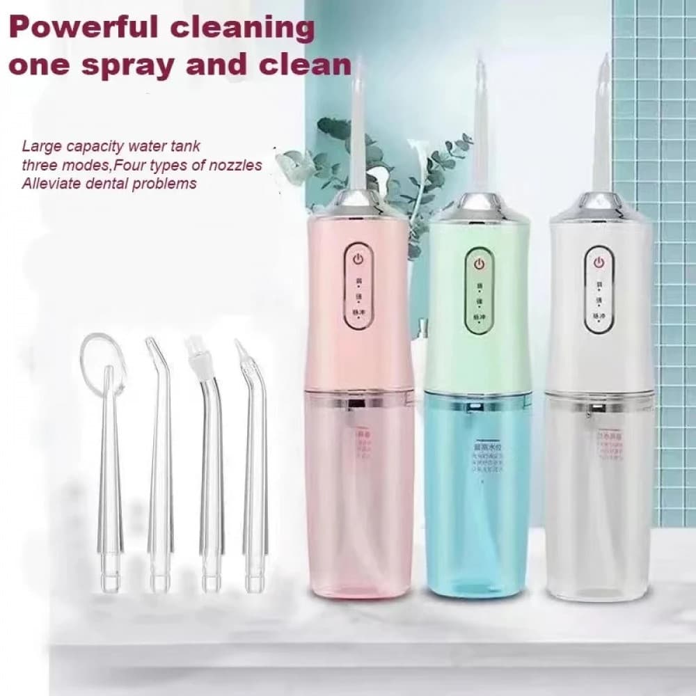 Lavadora de dentes Lavadora Oral USB recarregável 220ml 3 modos Tanque de água portátil Limpador de dentes à prova d'águ
