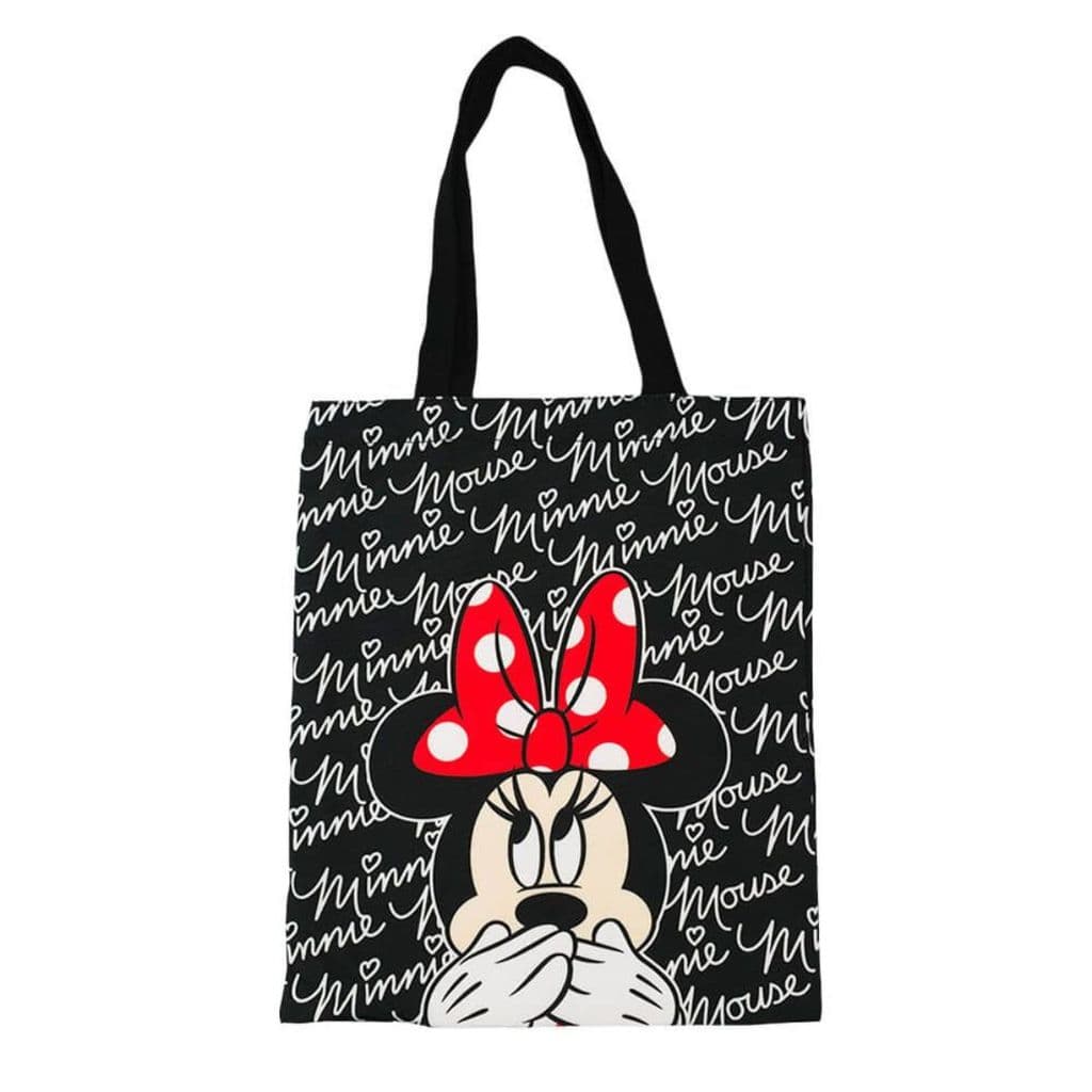 Bolsa Sacola Preta Retangular Rosto Minnie - Disney