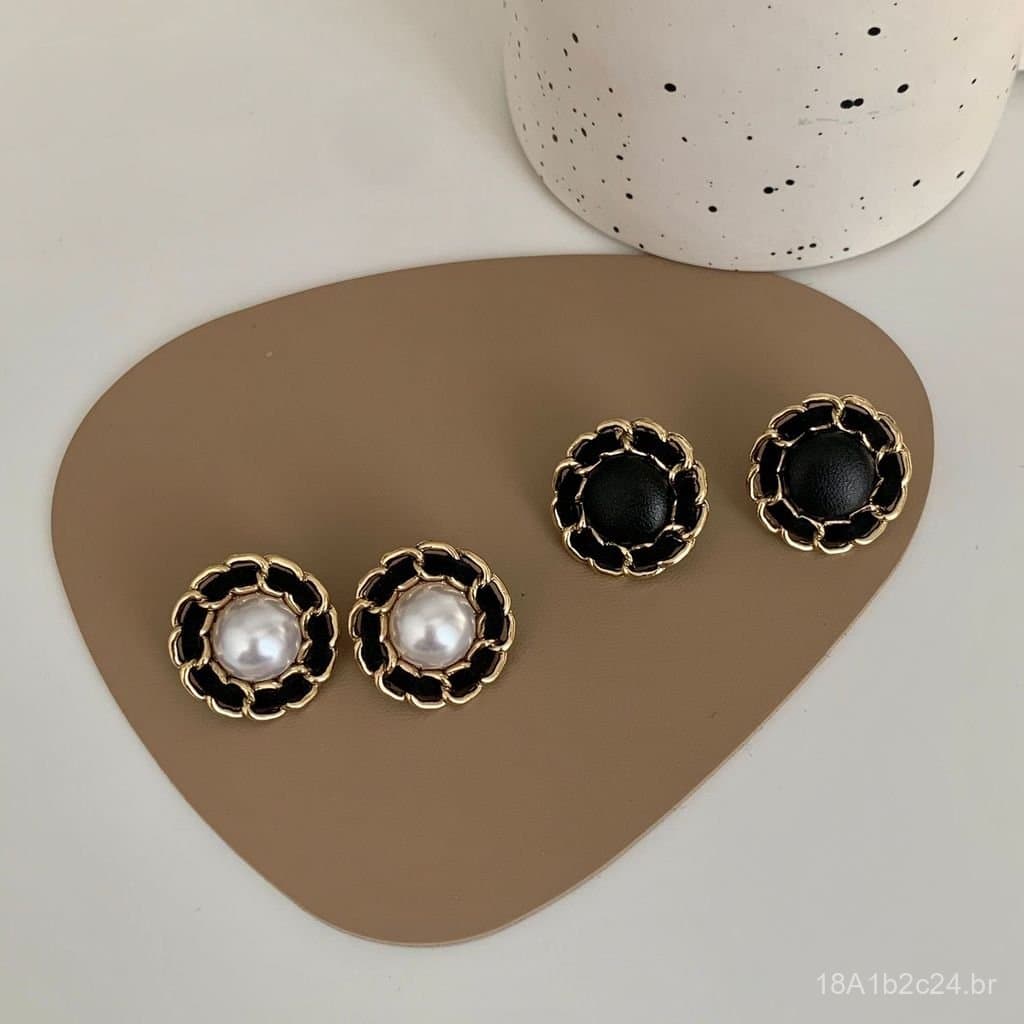 Brincos de pérola estilo Hepburn, simples e elegantes, com pino de prata S925, brincos de corrente vintage, brincos femi