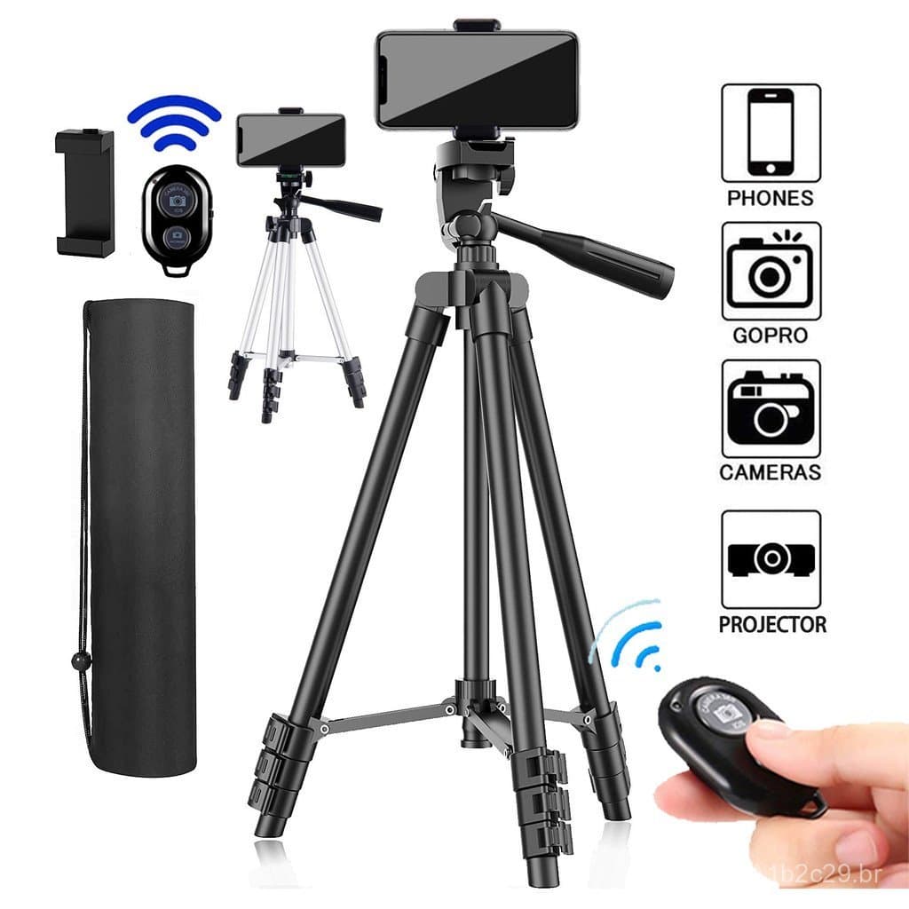 Suporte para transmissão ao vivo em estoque do fabricante, tripé de liga de alumínio com suporte para celular, suporte t