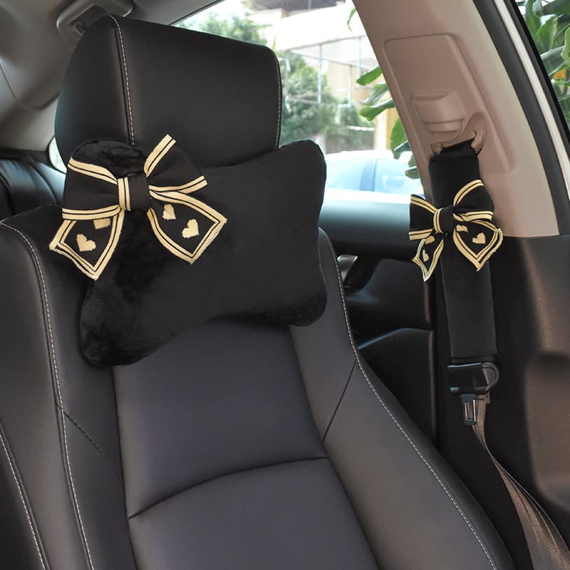 Bowknot encosto de cabeça interno do carro único respirável encosto de cabeça pescoço travesseiro assento pescoço traves