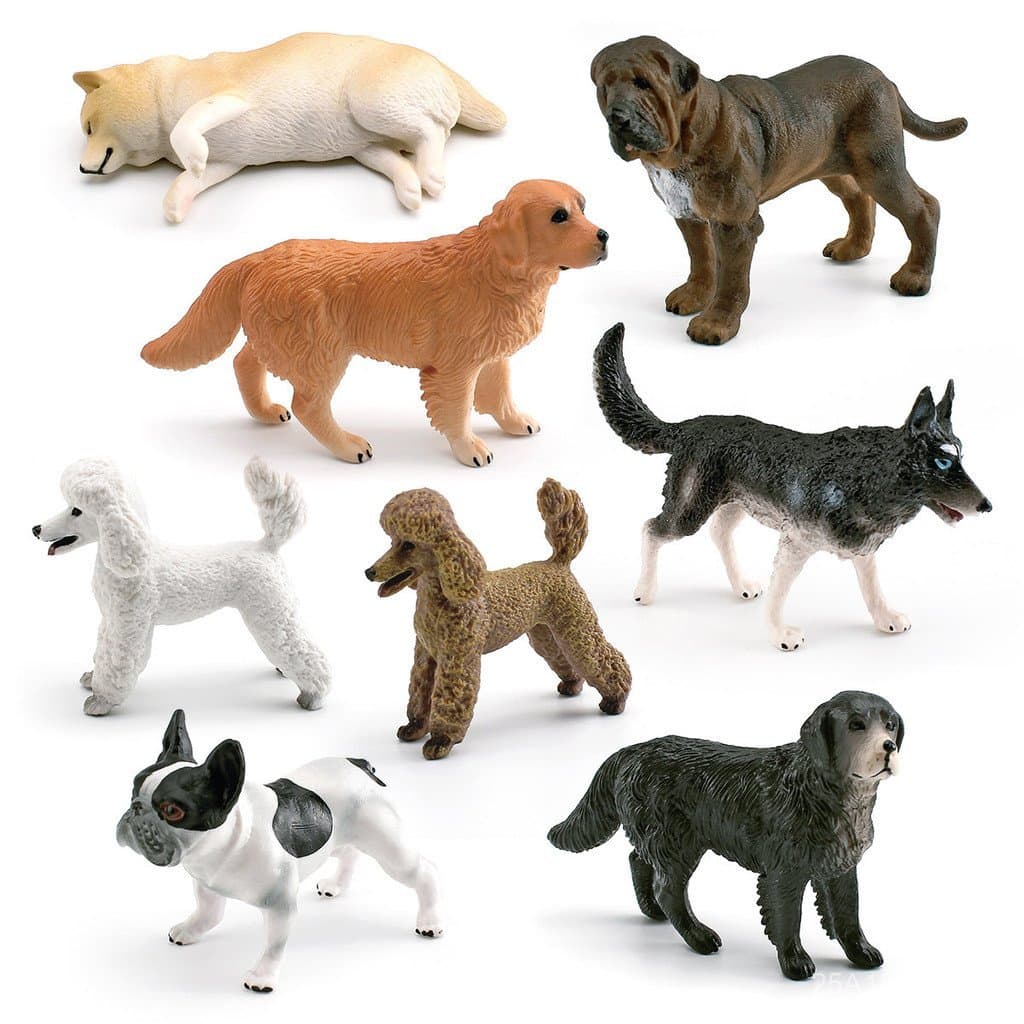 Modelos Realistas de Cães de Brinquedo para Crianças: Golden Retriever, Labrador, Bulldog, Husky, Shiba Inu, Poodle, Fig