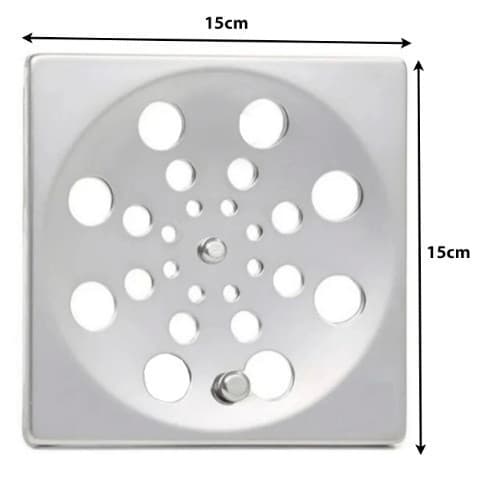 Tampa Ralo Grelha Quadrada 15x15cm Abre Fecha Inox