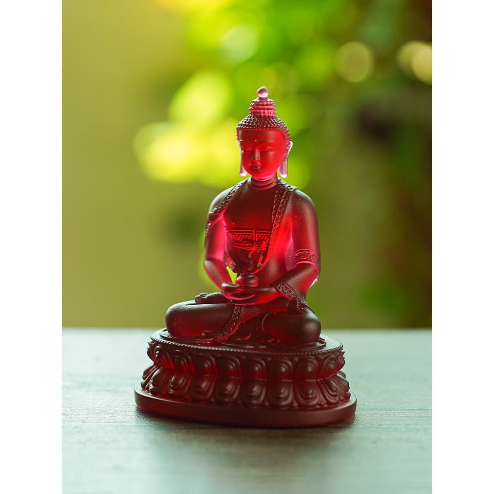 Método antigo vidro Amitabha Bodhisattva estátua de buda casa sala estar buda templo adoração Deskt