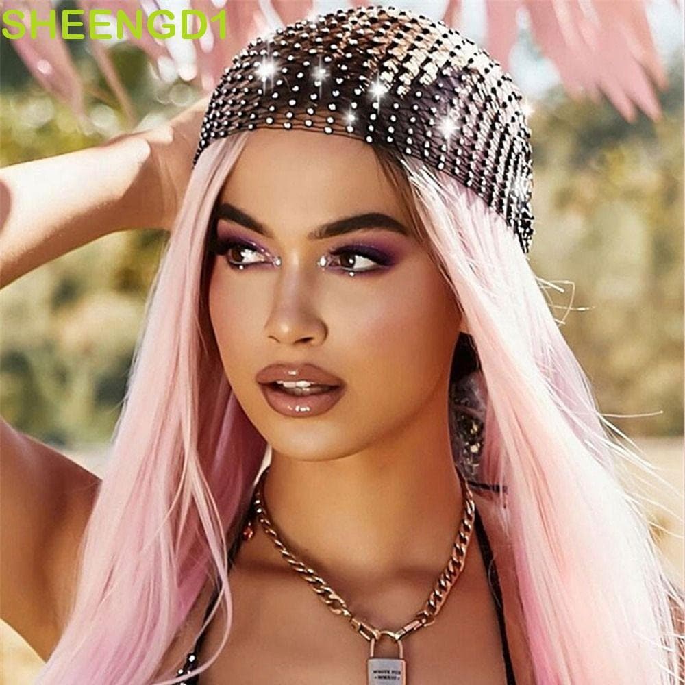 SHEENGD1 Strass Bandana Doce Oco Boêmio Verão Menina Acessórios De Cabelo Bling Turbante
